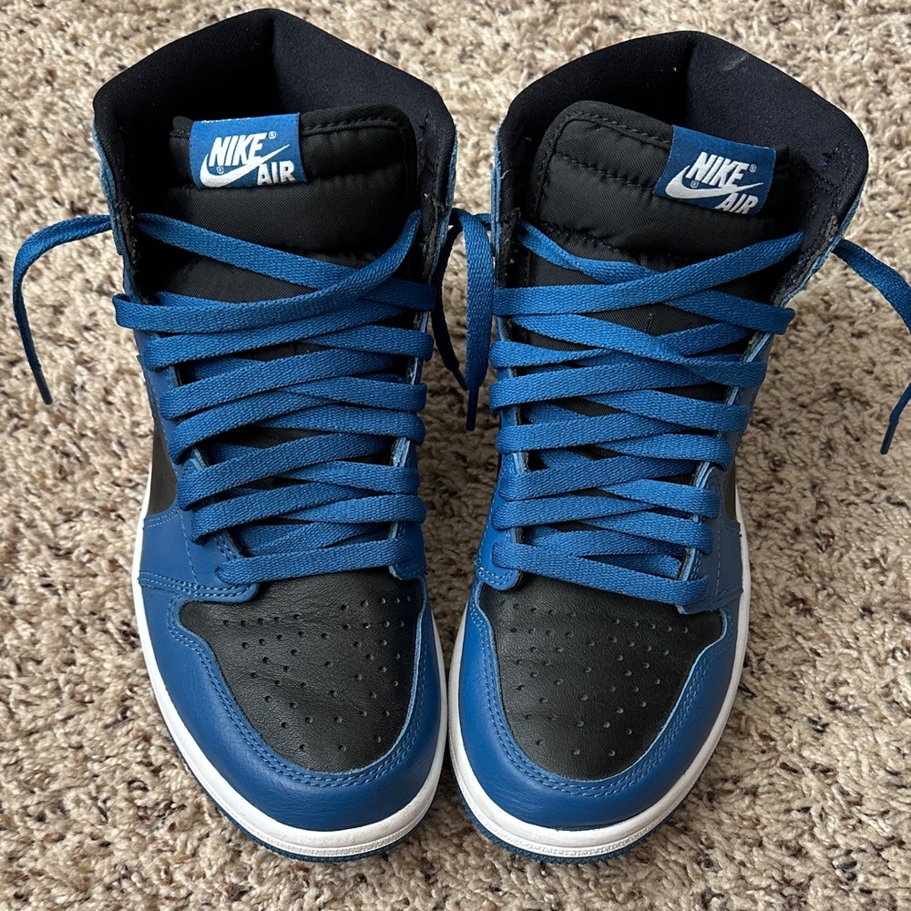 Retro Nike Air Jordan 1 Black and Blue High-Top Sneakers Sz8